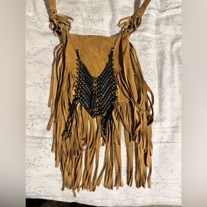Spell Tan and Black Fringe Bag